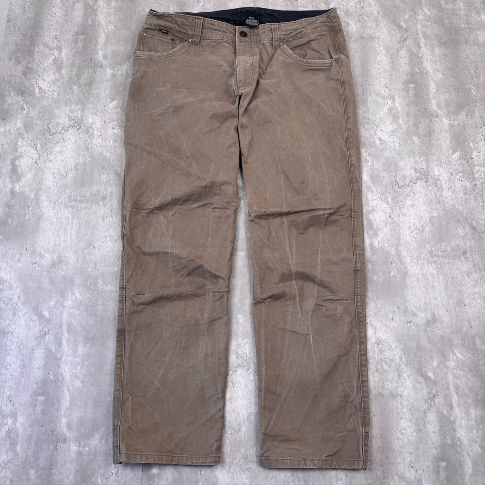 KUHL Rydr Pants Mens 36x32 Brown Tan Vintage Patina Dye Cotton Granola Utility